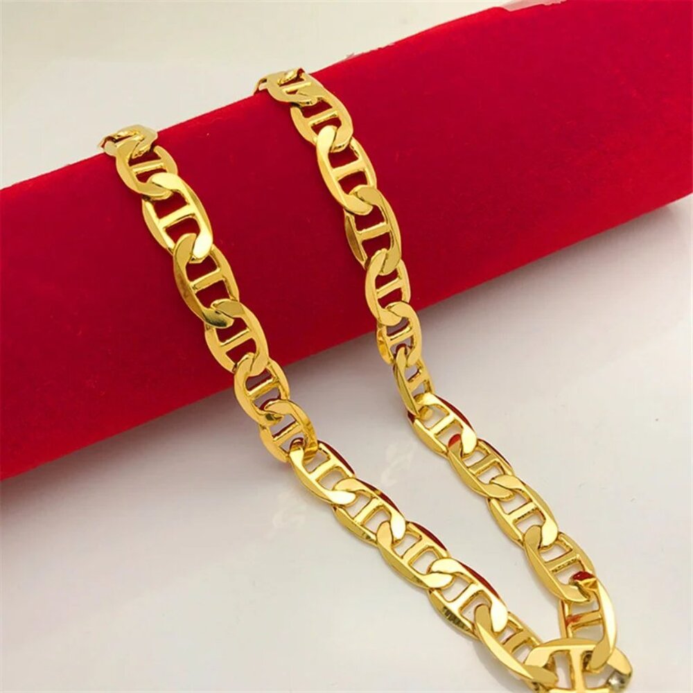 🥇Beautiful 22" Mariner Link Chain, 6mm Wide, Yellow Gold - Picture 5 of 6